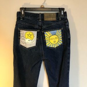 VINTAGE, HAND PAINTED, TAROT CARD JEANS